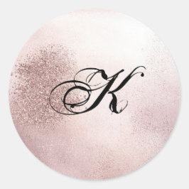 Adesivo Redondo Ouro Rosa | Selo de Envelope Monograma Preto