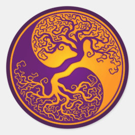 Adesivo Redondo Ouro Roxo da Vida Yin Yang