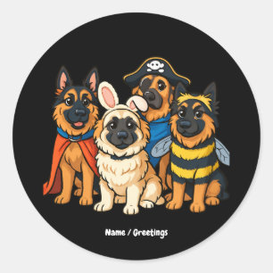 Adesivo Redondo Ouro Shepherd Ghost Dog Halloween Engraçado Spooky