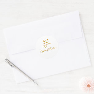 Adesivo Redondo Ouro Simples Personalizado 50º Aniversário