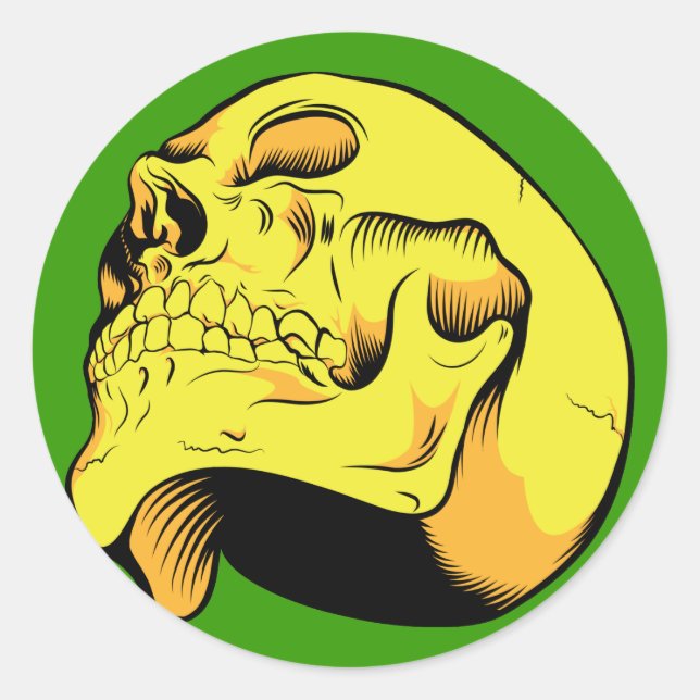 Adesivo Redondo Ouro Skull Sticker (Frente)