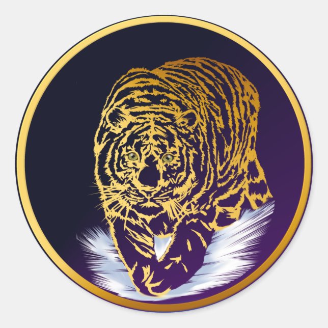 Adesivo Redondo Ouro Snow Tiger Sticker (Frente)