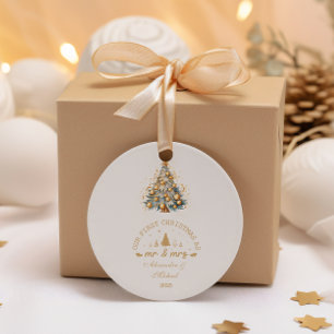 Adesivo Redondo Ouro Sparkle Árvore de Natal Brilhante
