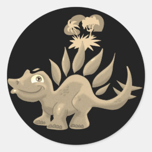 Adesivo Redondo Ouro Stegosaurus Clássico Redondo