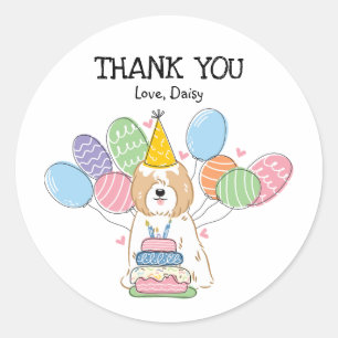 Adesivo Redondo Ouro Tibetano Terrier Birthday Favor Tags Sticker