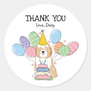 Adesivo Redondo Ouro Tibetano Terrier Birthday Favor Tags Sticker
