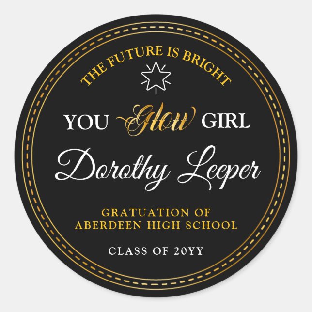 Adesivo Redondo Ouro toca Brighten your future. (Frente)