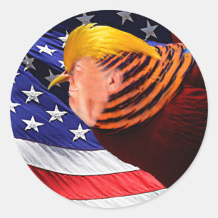 Adesivo Redondo Ouro Trump Bird USA Flag Round Sticker