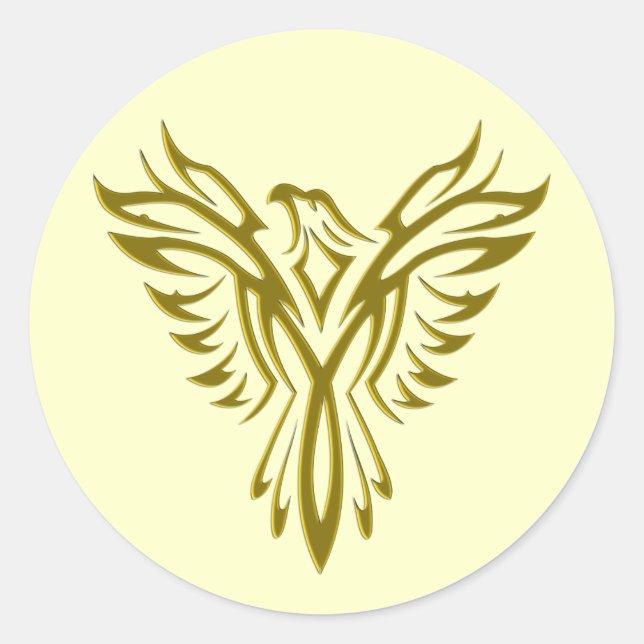 Adesivo Redondo Ouro vedantes de invólucros da Ascensão Phoenix (Frente)