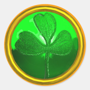 Adesivo Redondo Ouro verde do TREVO do DIA de ST PATRICK