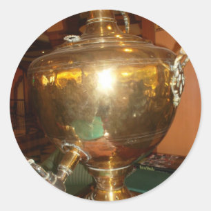 Adesivo Redondo Ouro Vintage Tea Pote Wall Art & Impressão