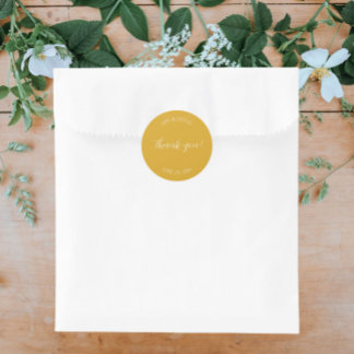Adesivo Redondo Ouro Yellow Stylizlized Wedding Obrigado