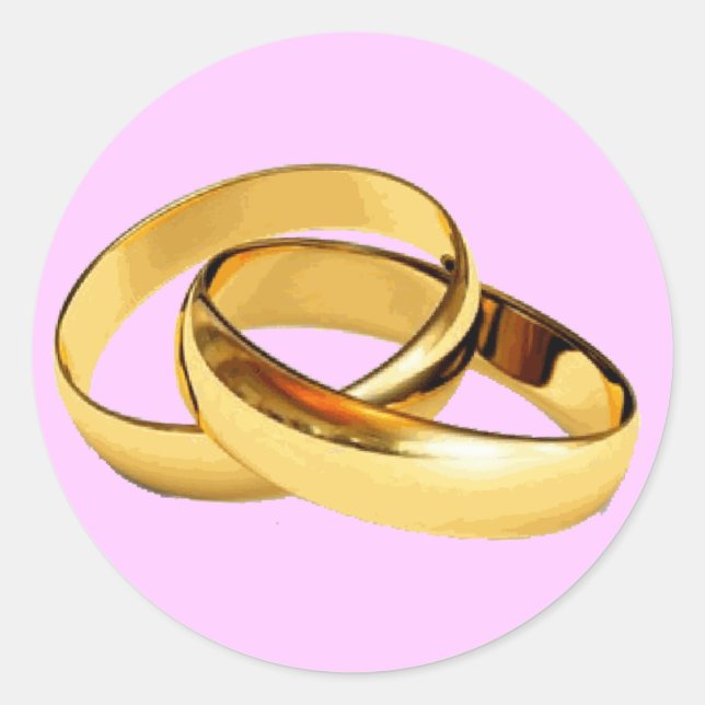 Adesivo Redondo Ouros Anéis Convites de Casamento Envelope Selos (Frente)