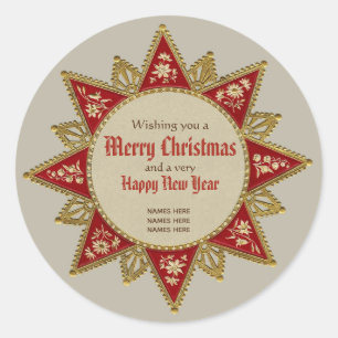 Adesivo Redondo Ouros vitorianos das estrelas de Natal CC0958