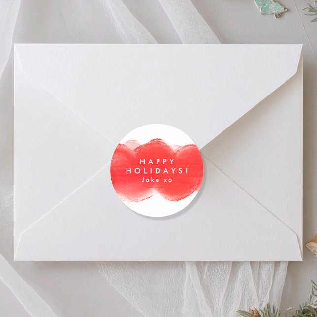 Adesivo Redondo ousado e moderno retrógrado feriado feliz (Criador carregado)