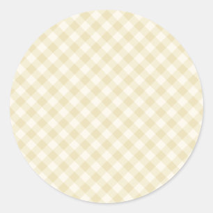 Adesivo Redondo Outono Antigo Retro Gingham Trigo Dourado