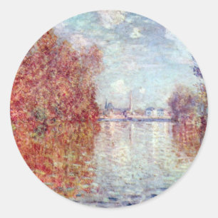Adesivo Redondo Outono em Argenteuil por Claude Monet