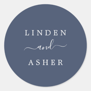 Adesivo Redondo Outono   Focos de Envelope de Casamento Marinho