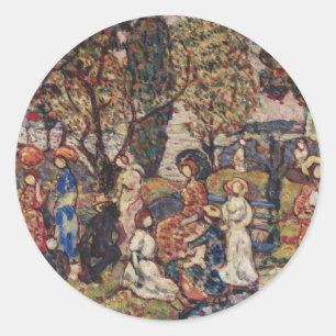 Adesivo Redondo Outono por Maurice Prendergast, Arte Fino Vintage
