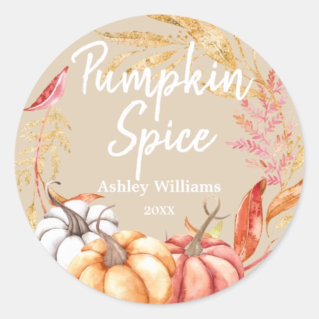 Adesivo Redondo Outono Pumpkin Spice Autumn Marfim (Frente)