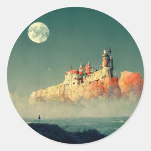 Adesivo Redondo Outshore Citadel Fantasy Sci-Fi