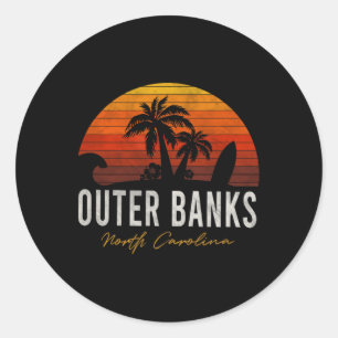 Adesivo Redondo Outter Banks North Carolina Palms Vacing Trip Sur