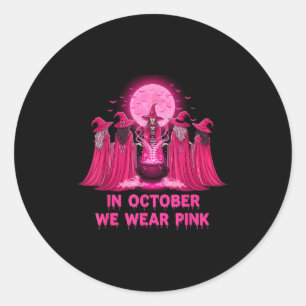 Adesivo Redondo Outubro Usamos Nk Bruxa Halloween Câncer de Mama A