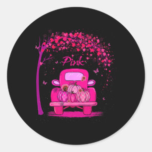 Adesivo Redondo Outubro Vestimos Carruagens Rosa Pumpkin Cancer A