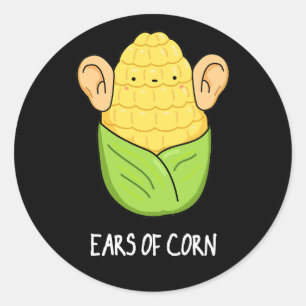 Adesivo Redondo Ouvidos De Milho Engraçado Milho Pun Escuro BG
