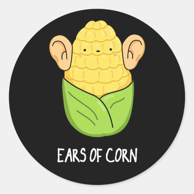 Adesivo Redondo Ouvidos De Milho Engraçado Milho Pun Escuro BG (Frente)