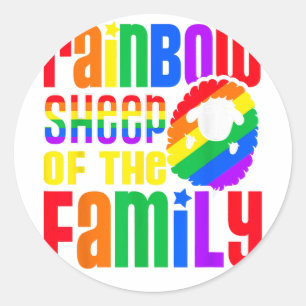 Adesivo Redondo Ovelha Arco-Íris Do Orgulho LGBT Da Família