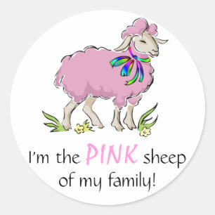 Adesivo Redondo Ovelha Rosa da Família