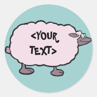 Adesivo Redondo Ovelha Rosa, <YOUR TEXT>