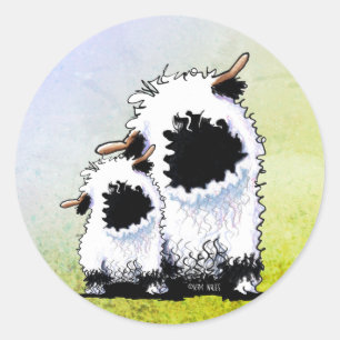 Adesivo Redondo Ovelha Valais Blacknose