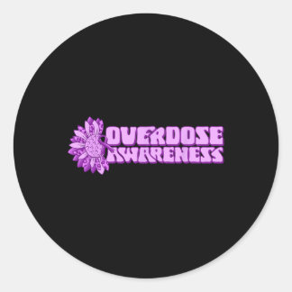 Adesivo Redondo Overdose Awareness Purple Ribbon Drug Addiction 32