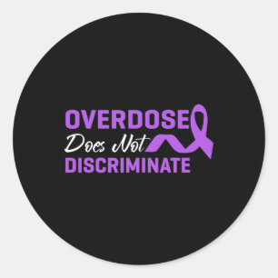 Adesivo Redondo Overdose Não Discrimina Conscientização Roxa Ri