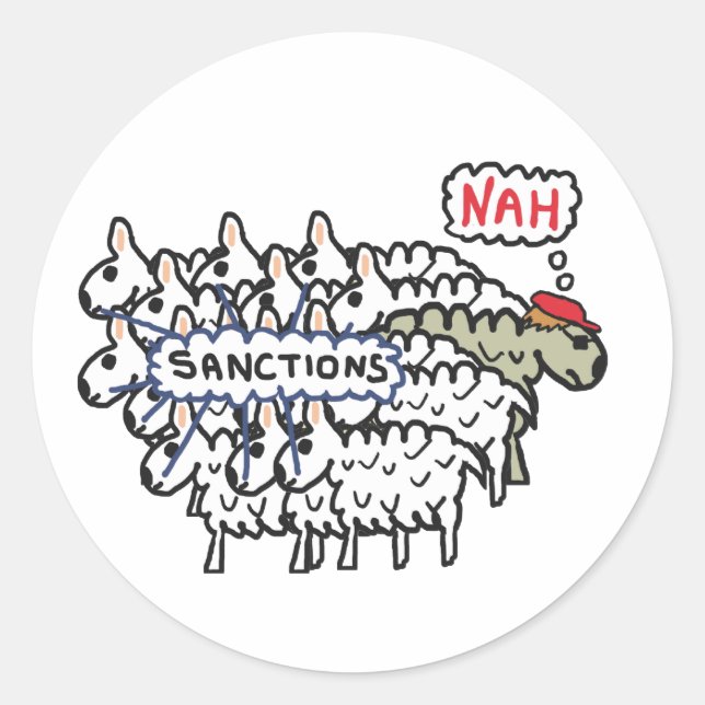 Adesivo Redondo Ovinos Anti-Sanções (Frente)