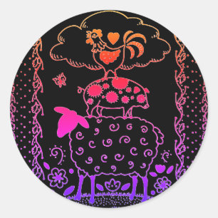 ADESIVO REDONDO OVINOS, SUÍNOS, ROOSTER