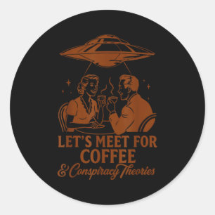 Adesivo Redondo Ovni Alien Bff Vamos Nos Encontrar Para Café &