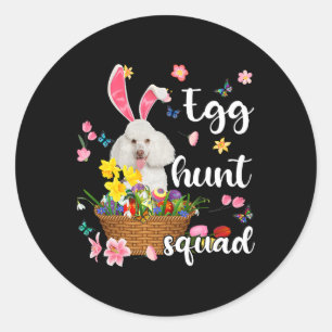 Adesivo Redondo Ovo Colorido do Felz pascoa do Poodle Branco