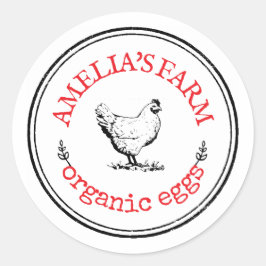 Adesivo Redondo Ovo de Galinha da Fazenda Vintage Personalizado