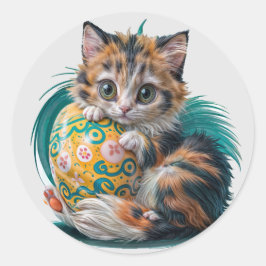 Adesivo Redondo Ovo de Páscoa Kitty