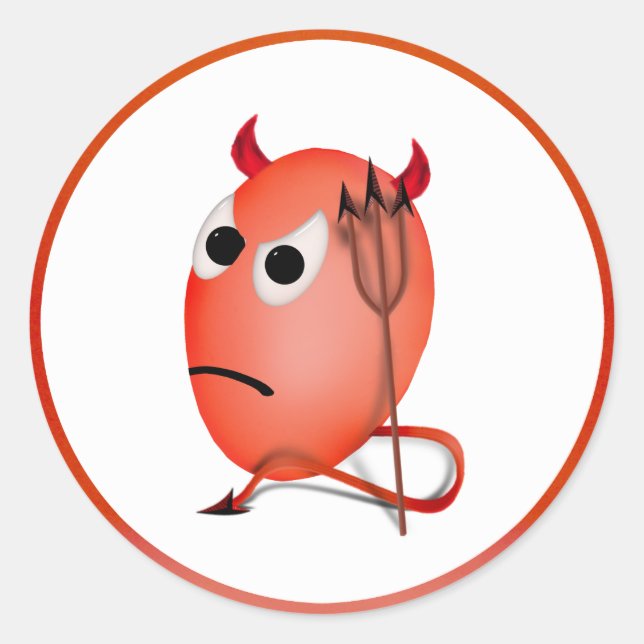 Adesivo Redondo Ovo de Pequeno Diabo (Frente)