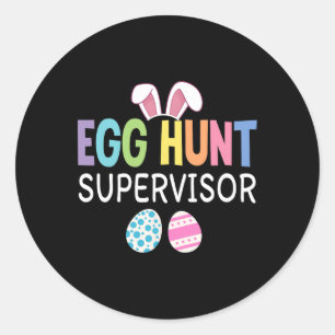 Adesivo Redondo Ovo Hunt Supervisor Páscoas Engraçadas Mulheres