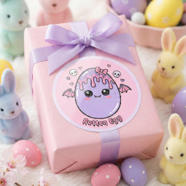Adesivo Redondo Ovo Podre Pastel Goth Páscoa Kawaii Rosa Lavanda
