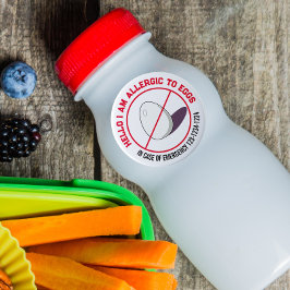 Adesivo Redondo Ovos Alergia com número de emergência