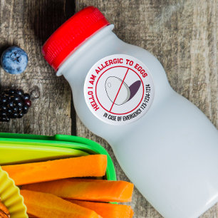 Adesivo Redondo Ovos Alergia com número de emergência