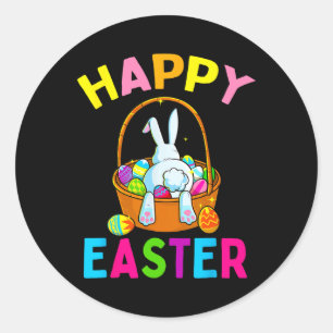 Adesivo Redondo Ovos De Chocolate Para Caça A Coelhinhos Do Dia Do
