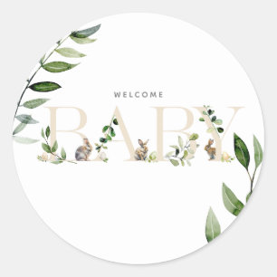 Adesivo Redondo Ovos de coelho da Páscoa Eucalyptus Bebê neutro