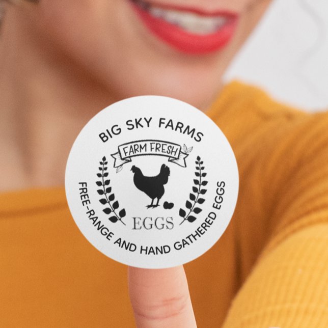 Adesivo Redondo Ovos de fazenda de Galinha (Criador carregado)